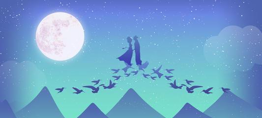 关于七夕的唯美句子 七夕（七夕句子八字：携手共赏浪漫秋月。）