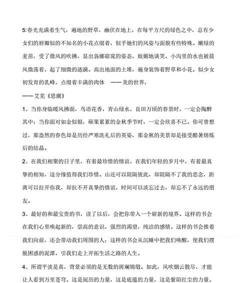 有关高中学生好句好段摘抄的短句有哪些（高中学生的文学艺术之美）