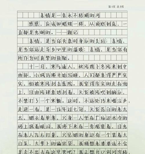 以难忘的浓浓亲情为话题的作文怎么写（《难忘的浓浓亲情》）