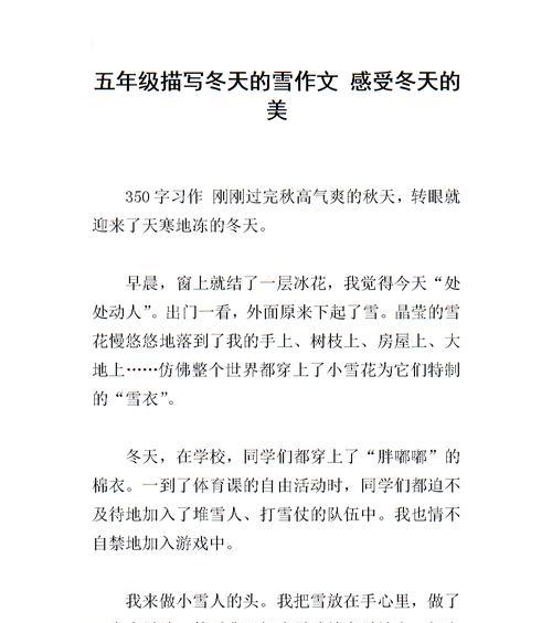 描写冬日雪景的作文怎么写（《梦境中的银白世界》）