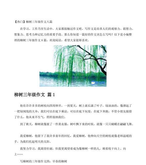 关于柳树的作文300字左右（《柳树情缘》）