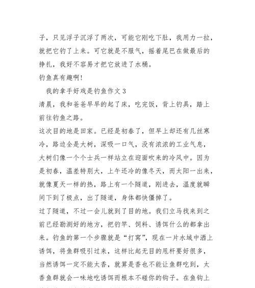 有关钓鱼的作文400字怎么写（《小钓手的成长》）
