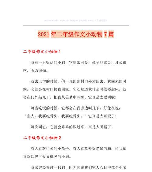 以动物为题的作文怎么写（《一只小狗的奇遇记》）