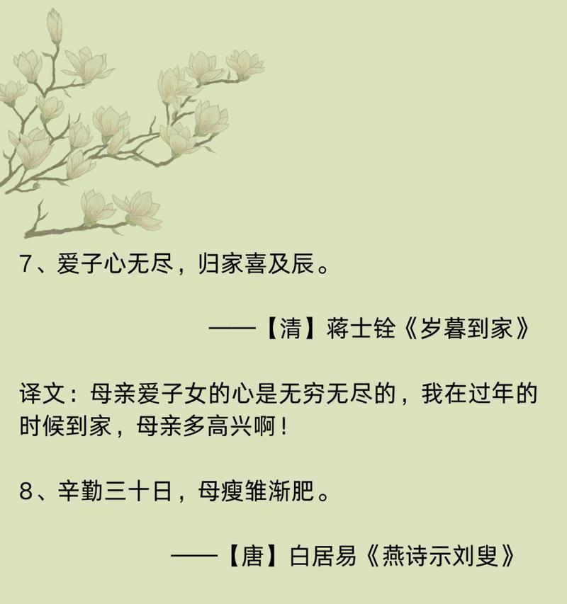 有关母亲节神仙句子中间的句子怎么写（《念慈心·怀春晖》）